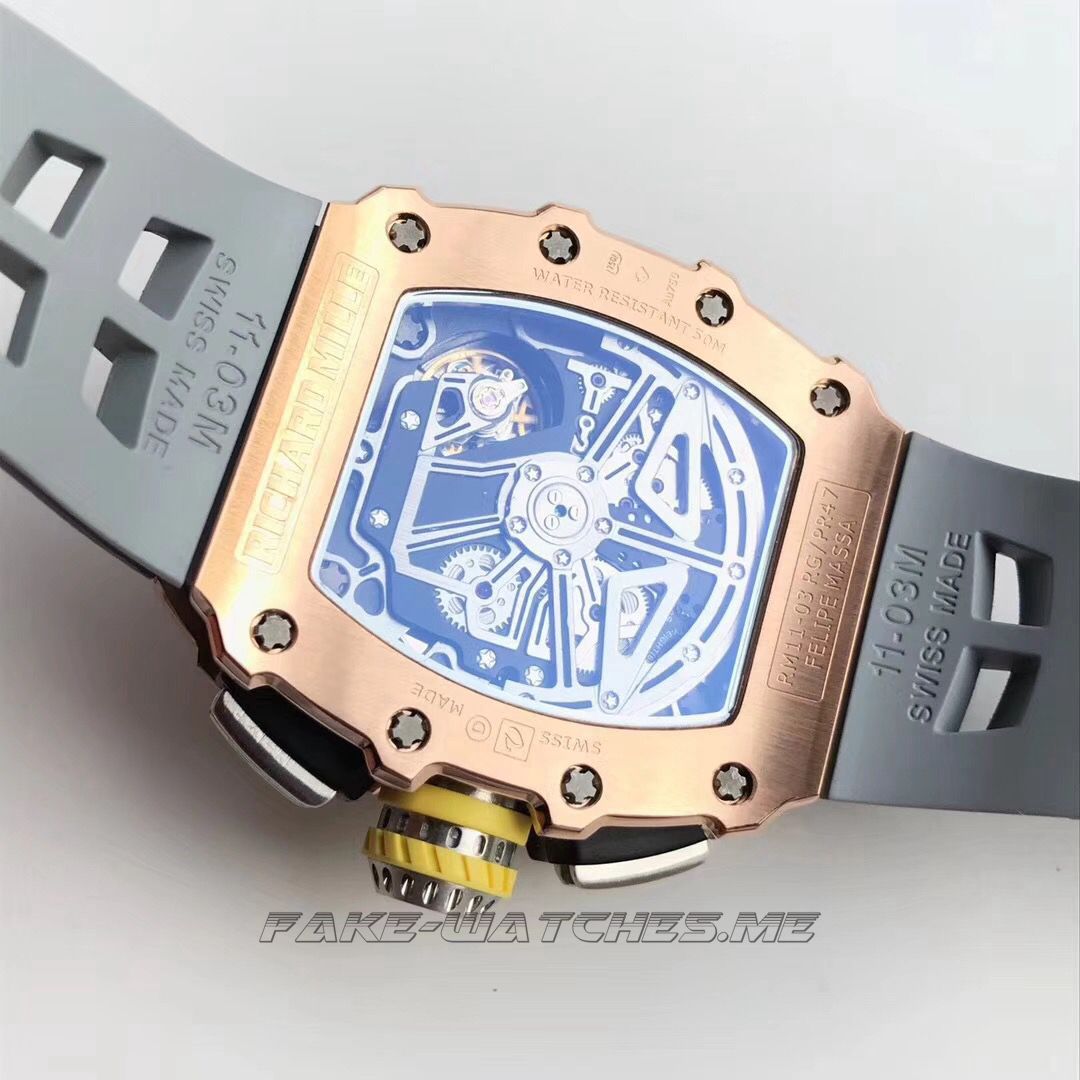 Richard Mille RM011 Felipe Massa Chronograph KV Rose Gold Skeleton Dial